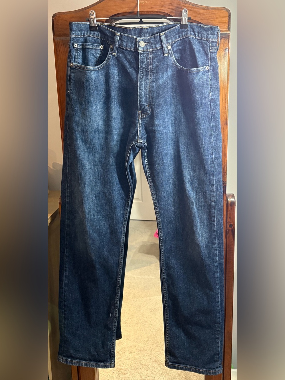 Levi's 505 Regular Fit Straight Leg Jeans Dark Wash Blue W36 L34